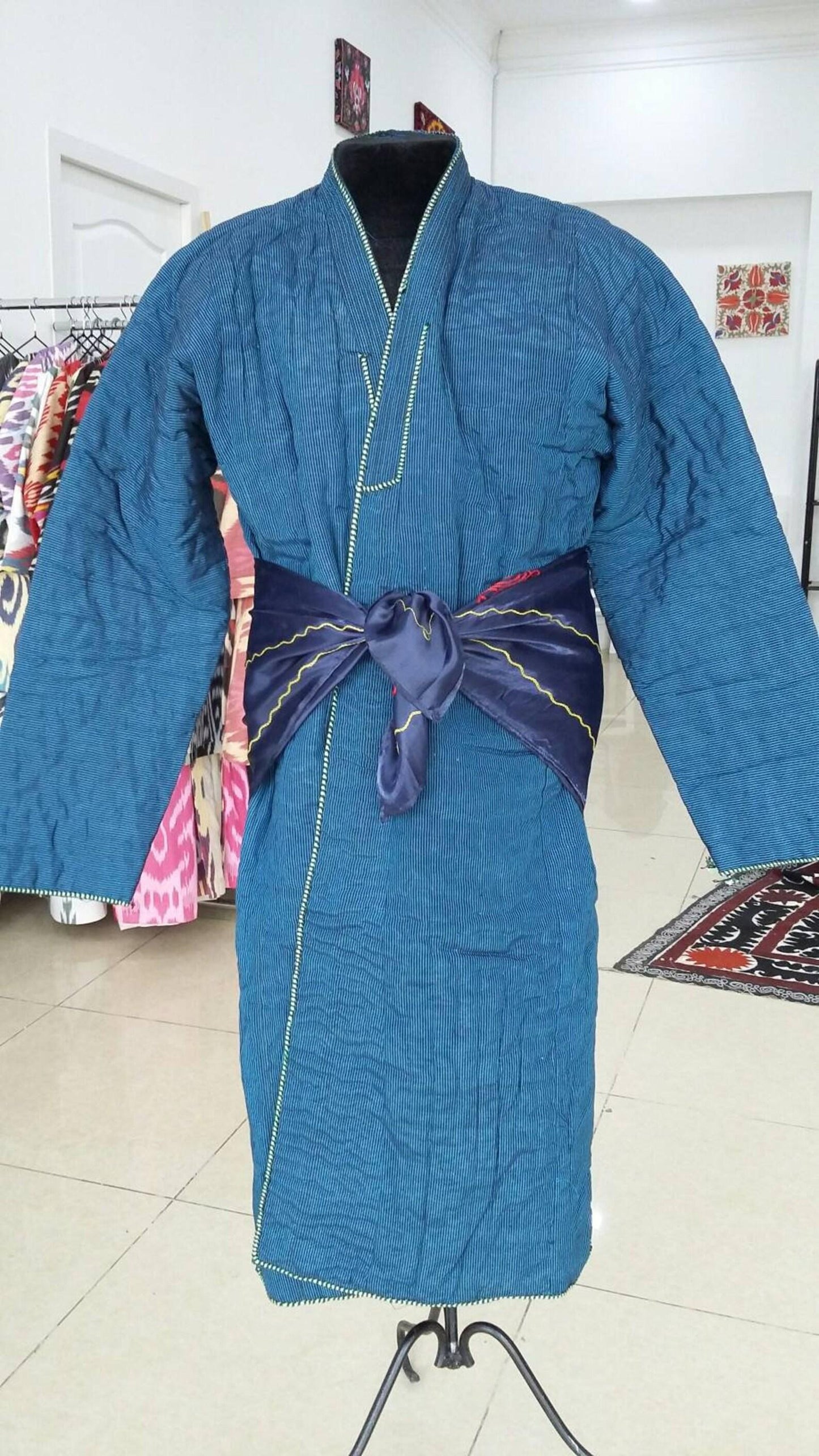 Uzbek handmade warm quilted bekasam chapan, coat, robe .Unisex, free size.