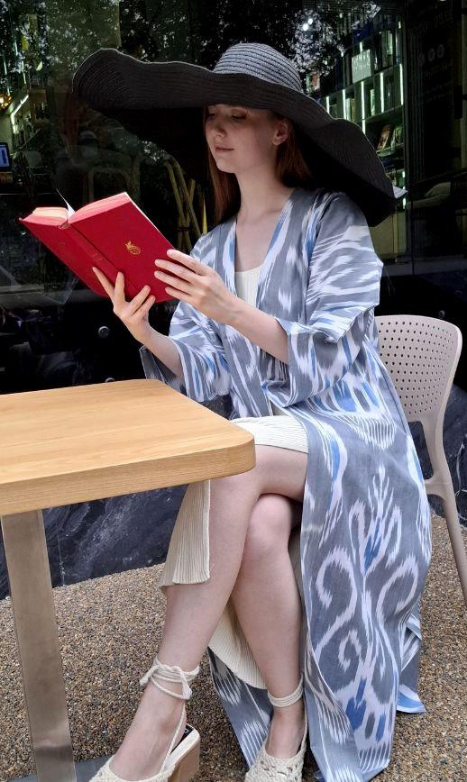 Handwoven Ikat Chapan,coat,robe, jacket. Hand-dyed, hand loomed natural ikat from Uzbekistan.