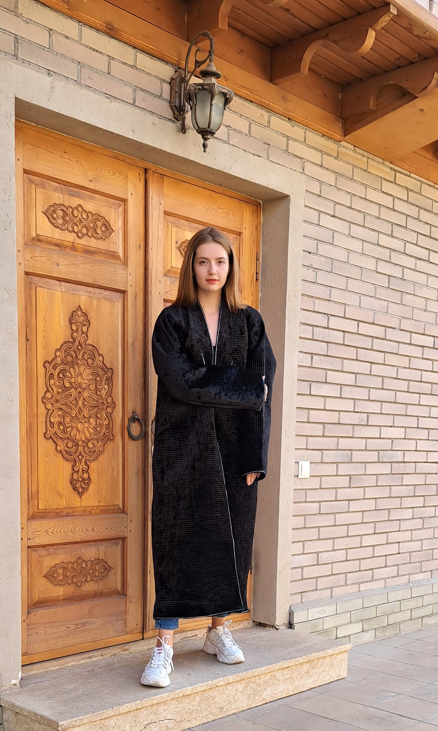 Uzbek silk velvet warm quilted chapan,coat,robe .Unisex,free size.