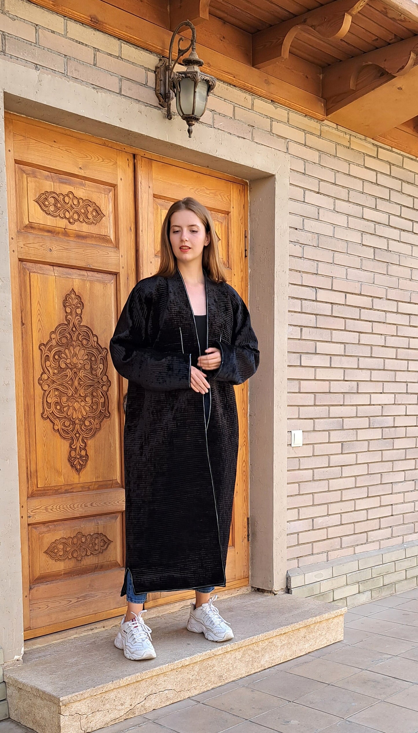 Uzbek silk velvet warm quilted chapan,coat,robe .Unisex,free size.