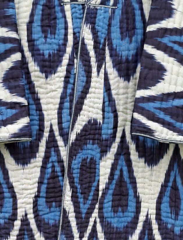 Uzbek handmade warm quilted ikat chapan, coat, robe .Unisex, free size.