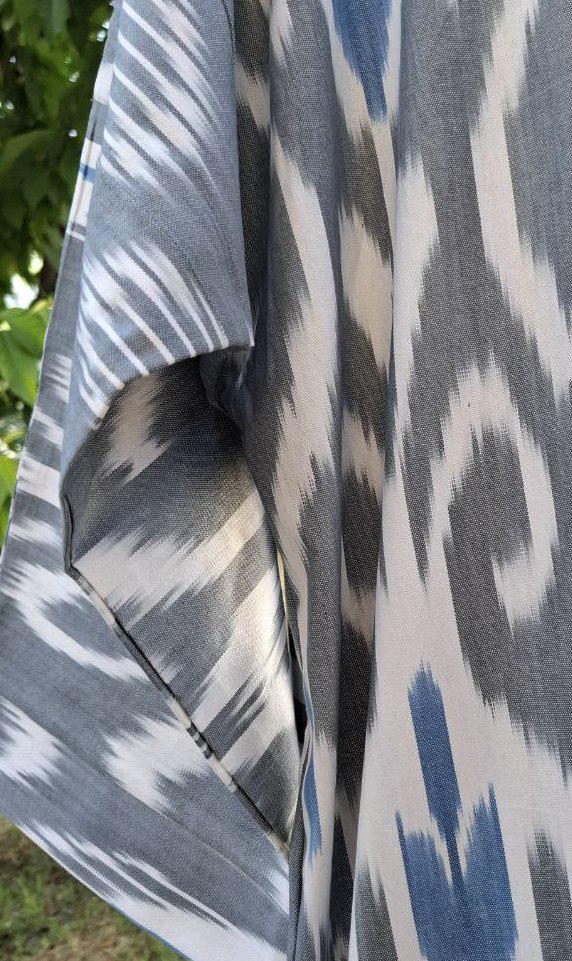 Handwoven Ikat Chapan,coat,robe, jacket. Hand-dyed, hand loomed natural ikat from Uzbekistan.