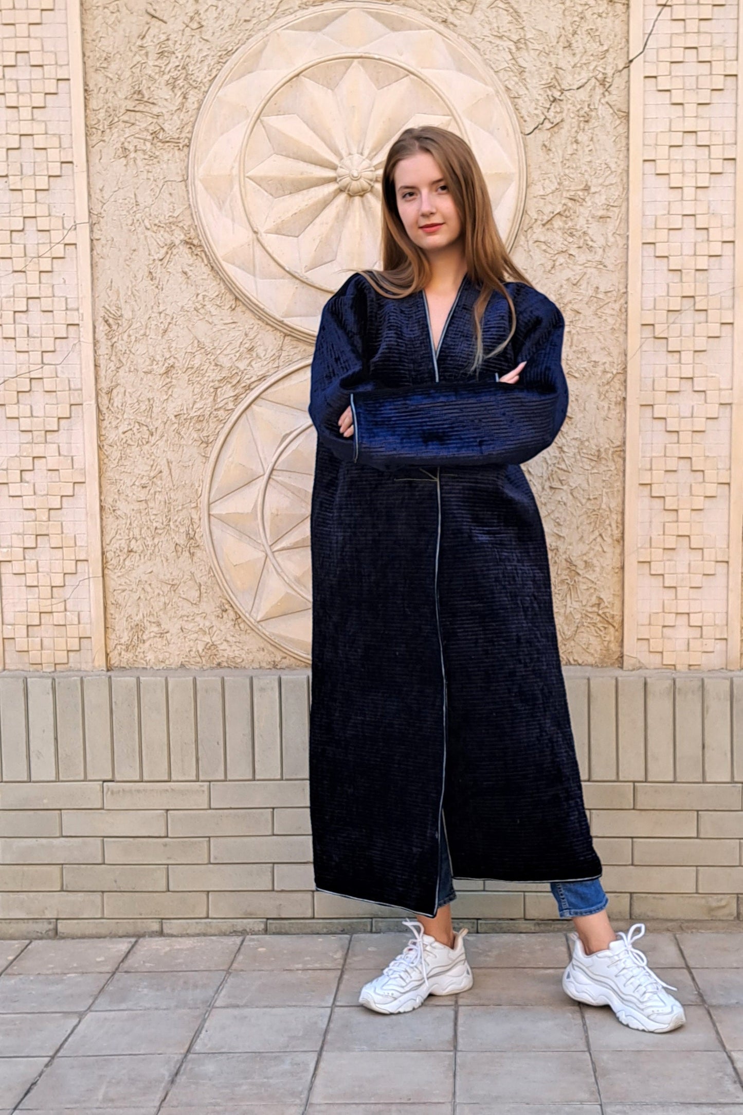 Uzbek handmade silk velvet warm quilted chapan,coat,robe .Unisex,free size.