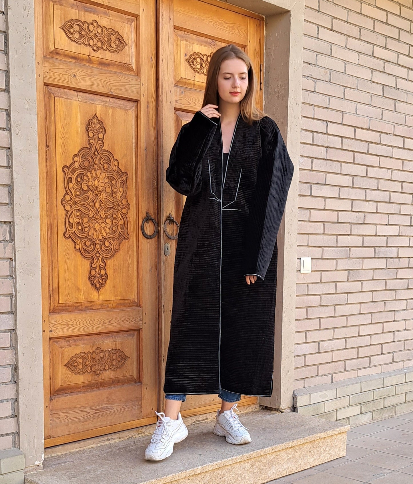 Uzbek silk velvet warm quilted chapan,coat,robe .Unisex,free size.