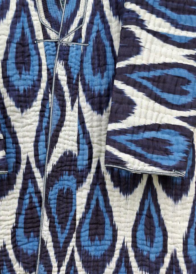 Uzbek handmade warm quilted ikat chapan, coat, robe .Unisex, free size.