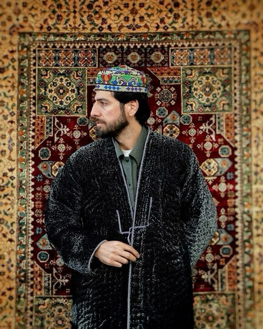 Uzbek handmade warm quilted chapan, coat, robe .Unisex, free size.