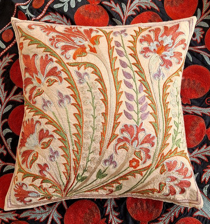 Suzani handmade pillow, pillow case,pillow cover from Uzbekistan.Decorative hand embroidery cushions