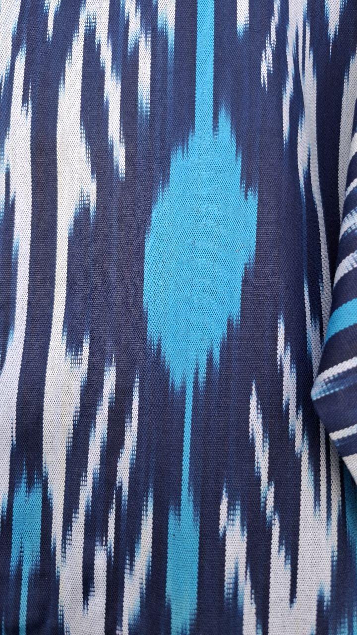 Handwoven Uzbek Ikat Chapan ,coat ,robe,kaftan ,jacket. Hand-dyed, hand loomed natural cotton/silk organic ikat from Uzbekistan