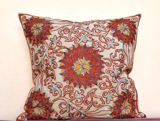 Hand embroidered Suzani Pillow, Suzani cushion, Decorative Pillow, pillow case, Handmade Suzani Pillow Cover from Uzbekistan