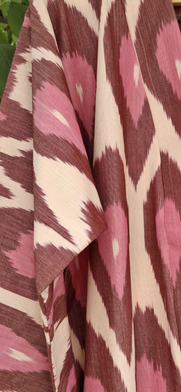Handwoven Ikat Chapan,coat,robe, jacket. Hand-dyed, hand loomed natural ikat from Uzbekistan.