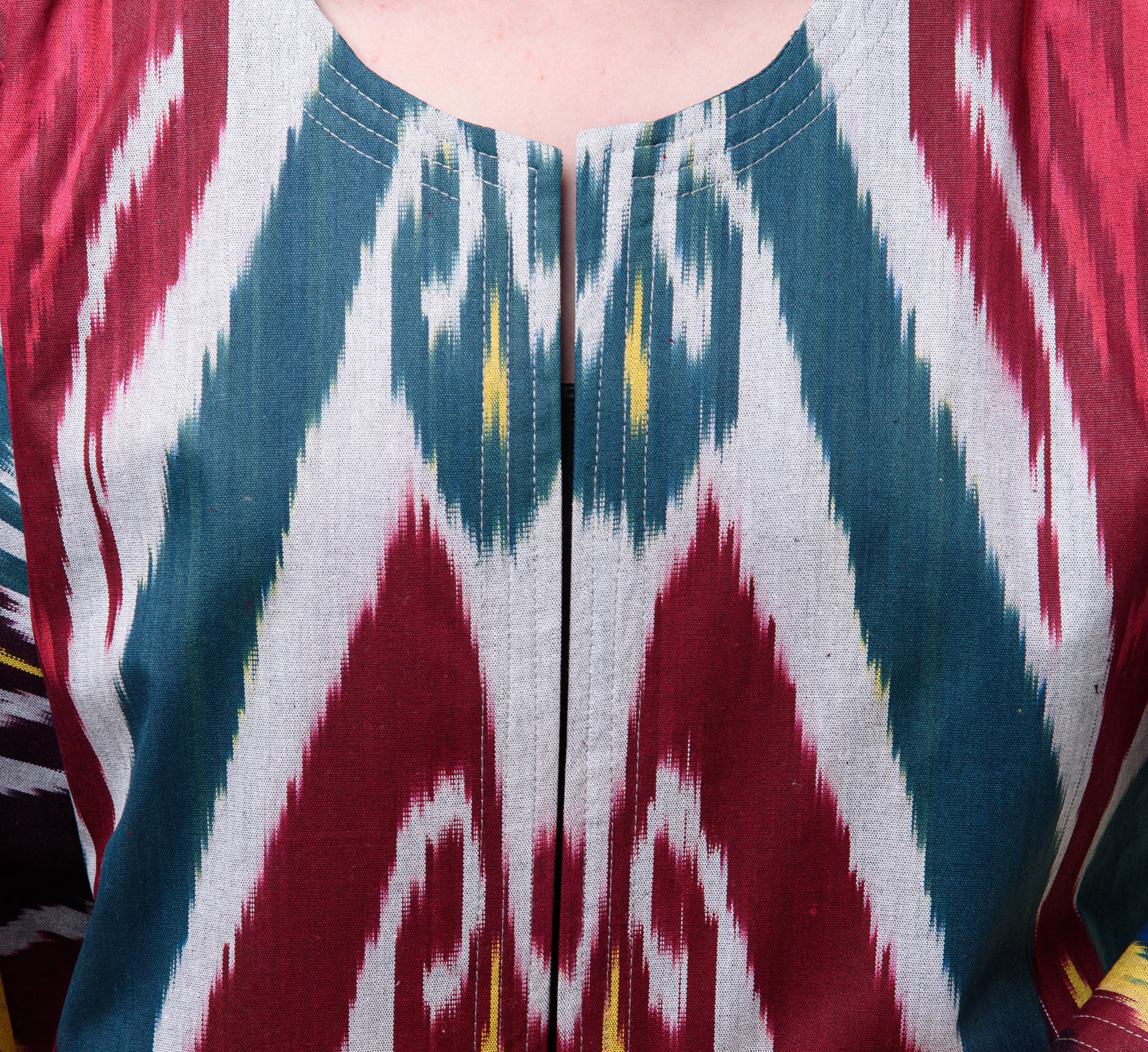 Handwoven Ikat Chapan,coat,robe, jacket. Hand-dyed, hand loomed natural ikat from Uzbekistan.