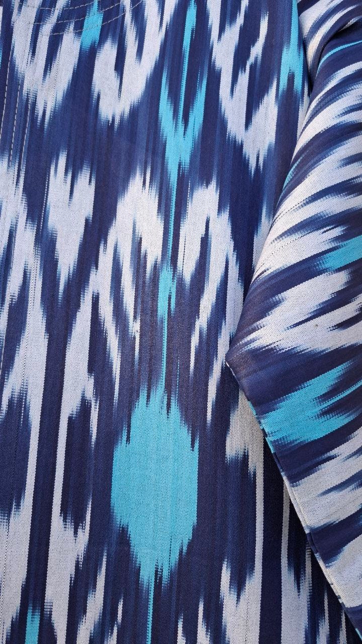Handwoven Uzbek Ikat Chapan ,coat ,robe,kaftan ,jacket. Hand-dyed, hand loomed natural cotton/silk organic ikat from Uzbekistan