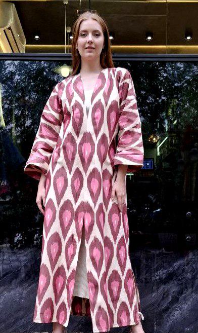 Handwoven Ikat Chapan,coat,robe, jacket. Hand-dyed, hand loomed natural ikat from Uzbekistan.