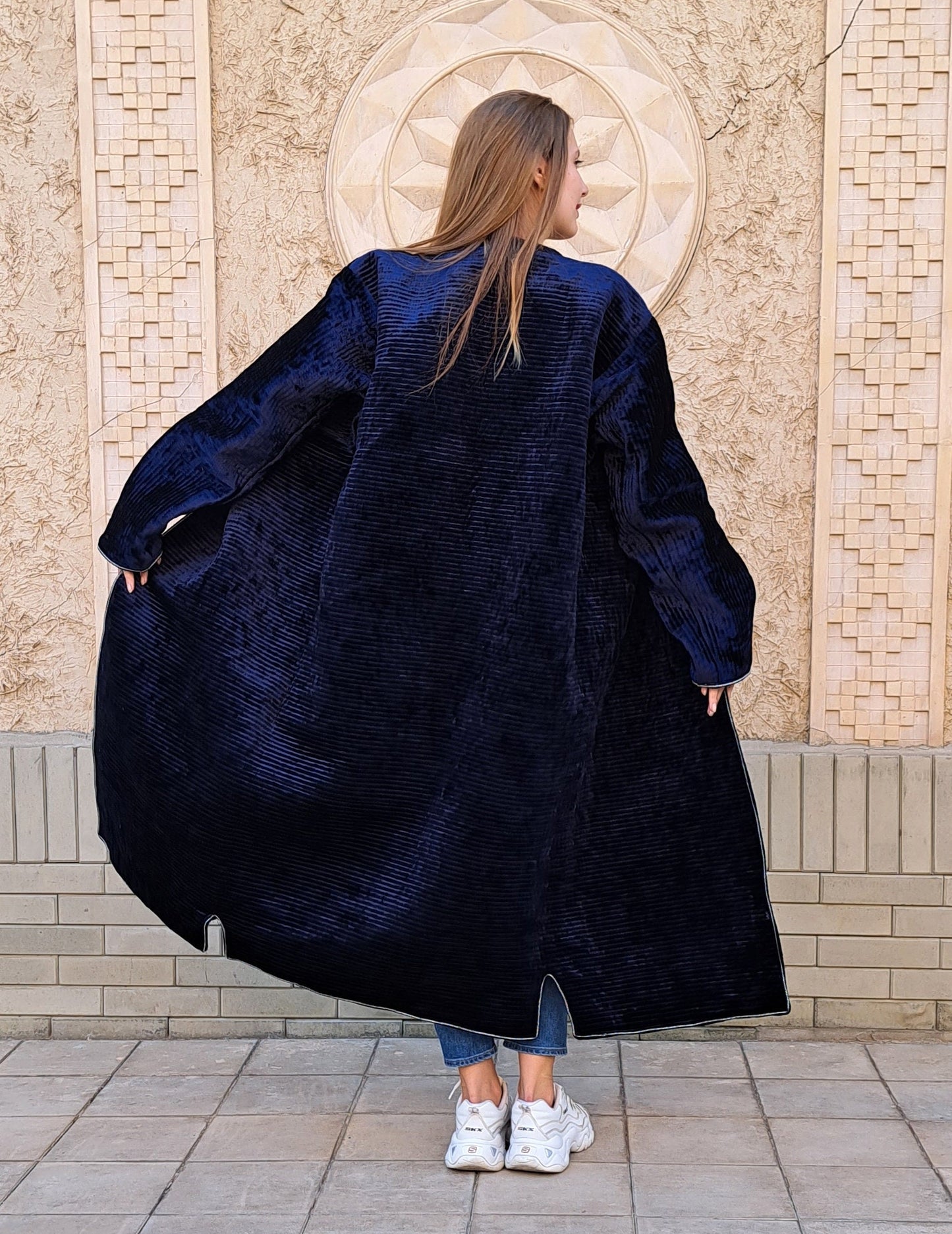 Uzbek handmade silk velvet warm quilted chapan,coat,robe .Unisex,free size.