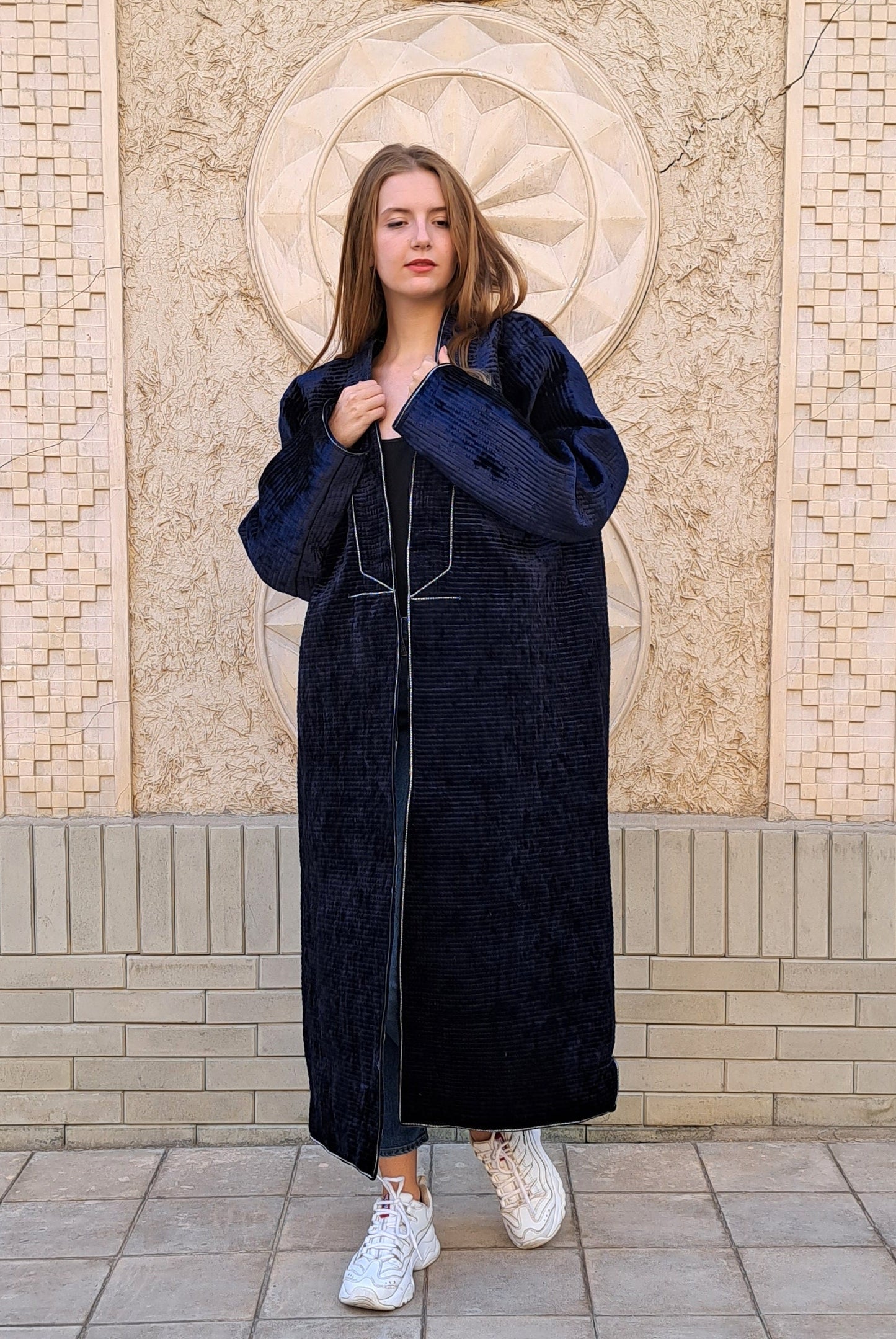 Uzbek handmade silk velvet warm quilted chapan,coat,robe .Unisex,free size.