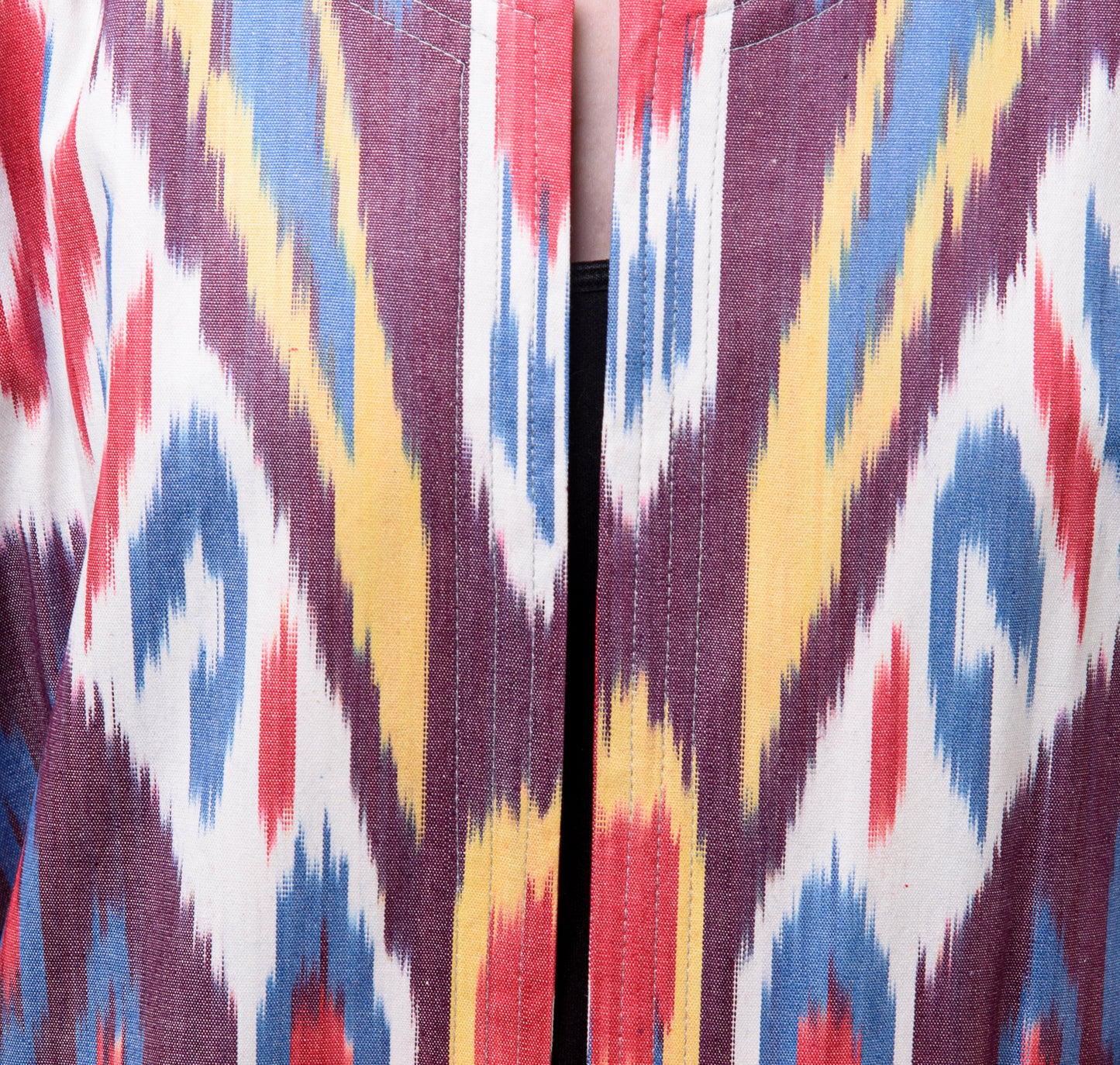 Handwoven Ikat Chapan,coat,robe, jacket. Hand-dyed, hand loomed natural ikat from Uzbekistan.